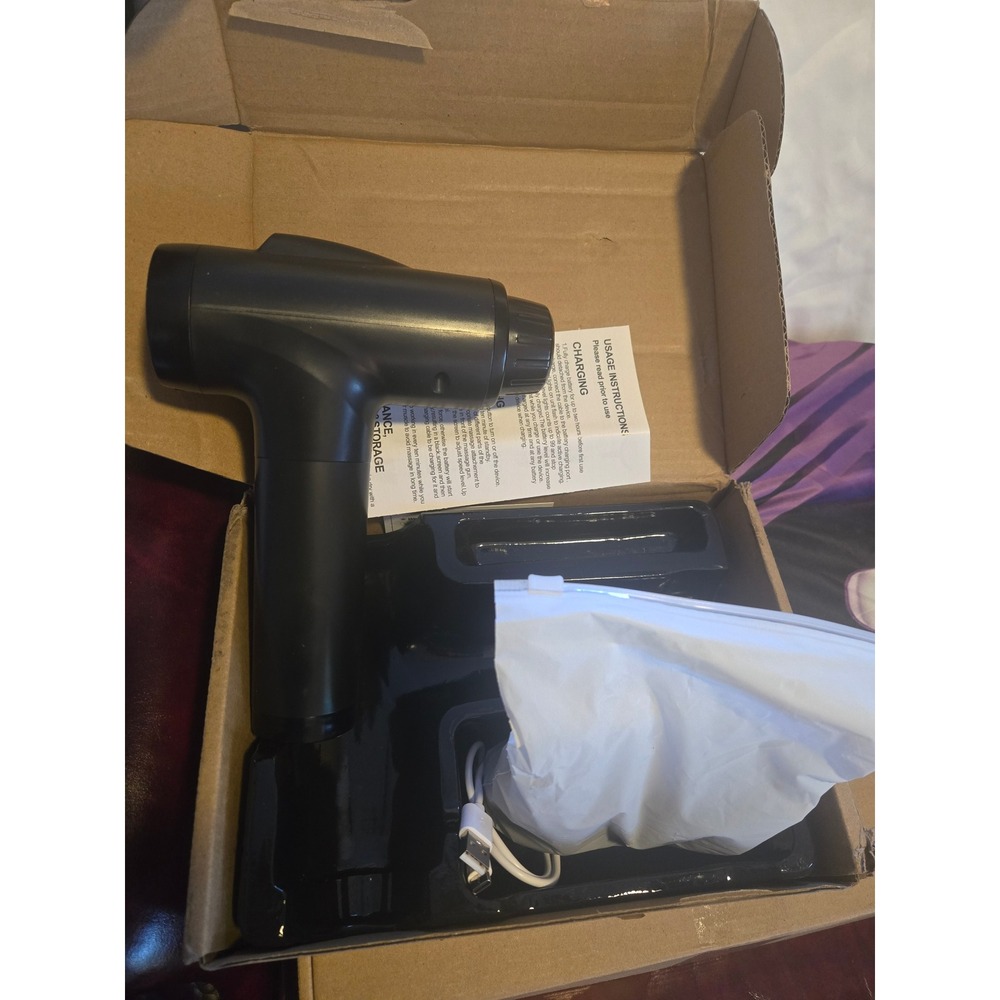 Black Massage Deep‎ Tissue Percussion Massager 4 Heads USB Charging